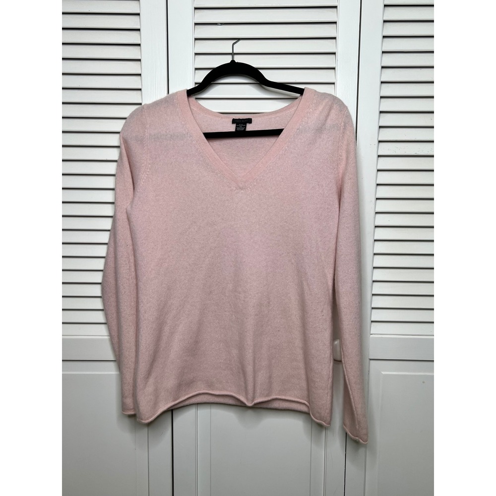 100% Cashmere V Neck Sweater XL Pink Balletcore Coquette Quiet Luxury